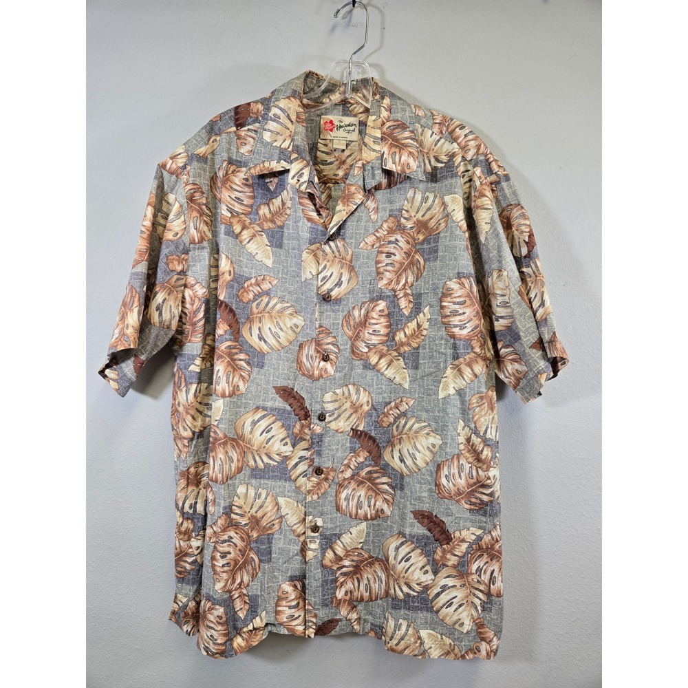 Hilo Hattie‎ Hawaiian Original Monstera Leaf Print Cotton Aloha Shirt XL